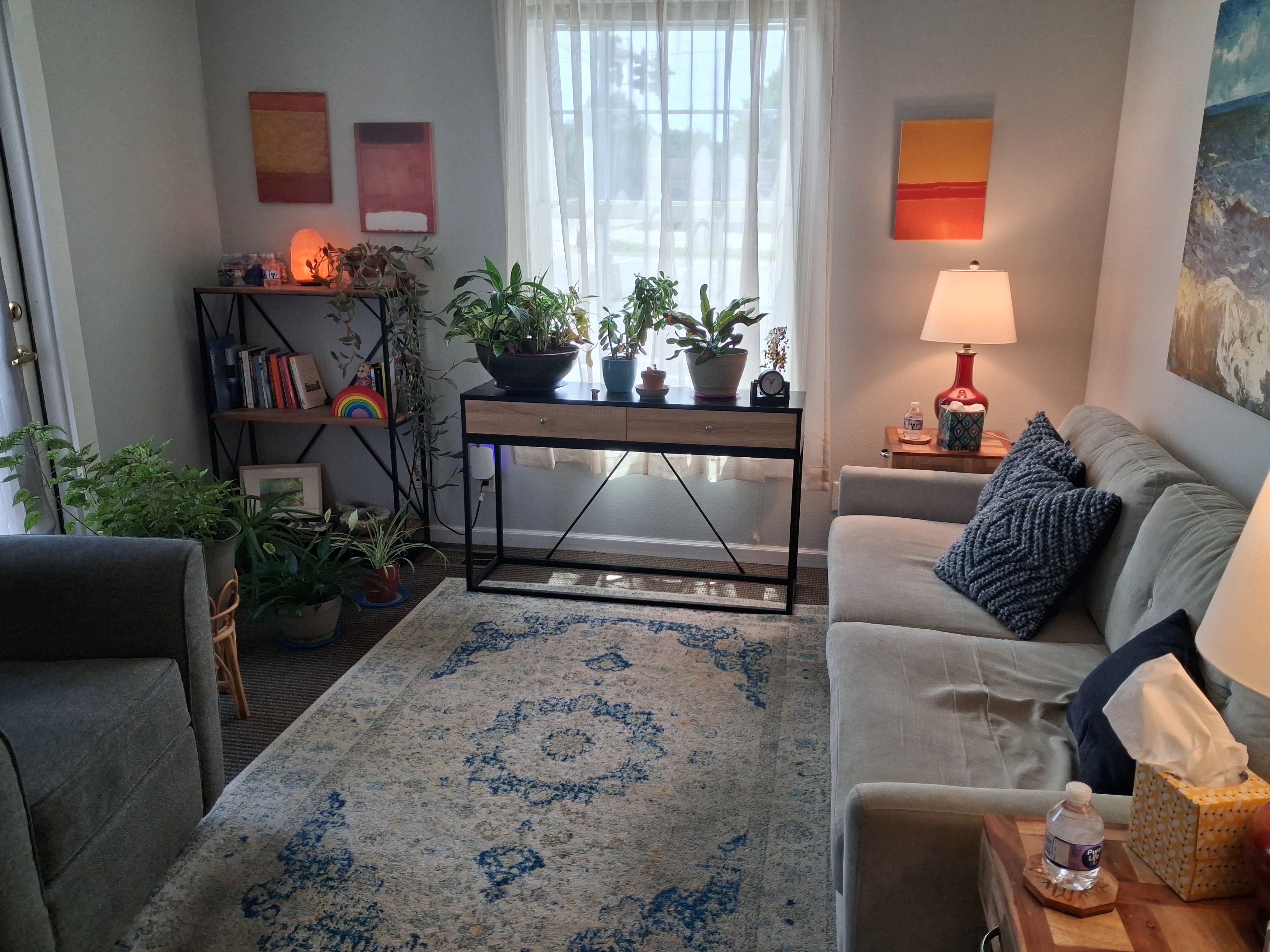 Counseling office with plants and natural light